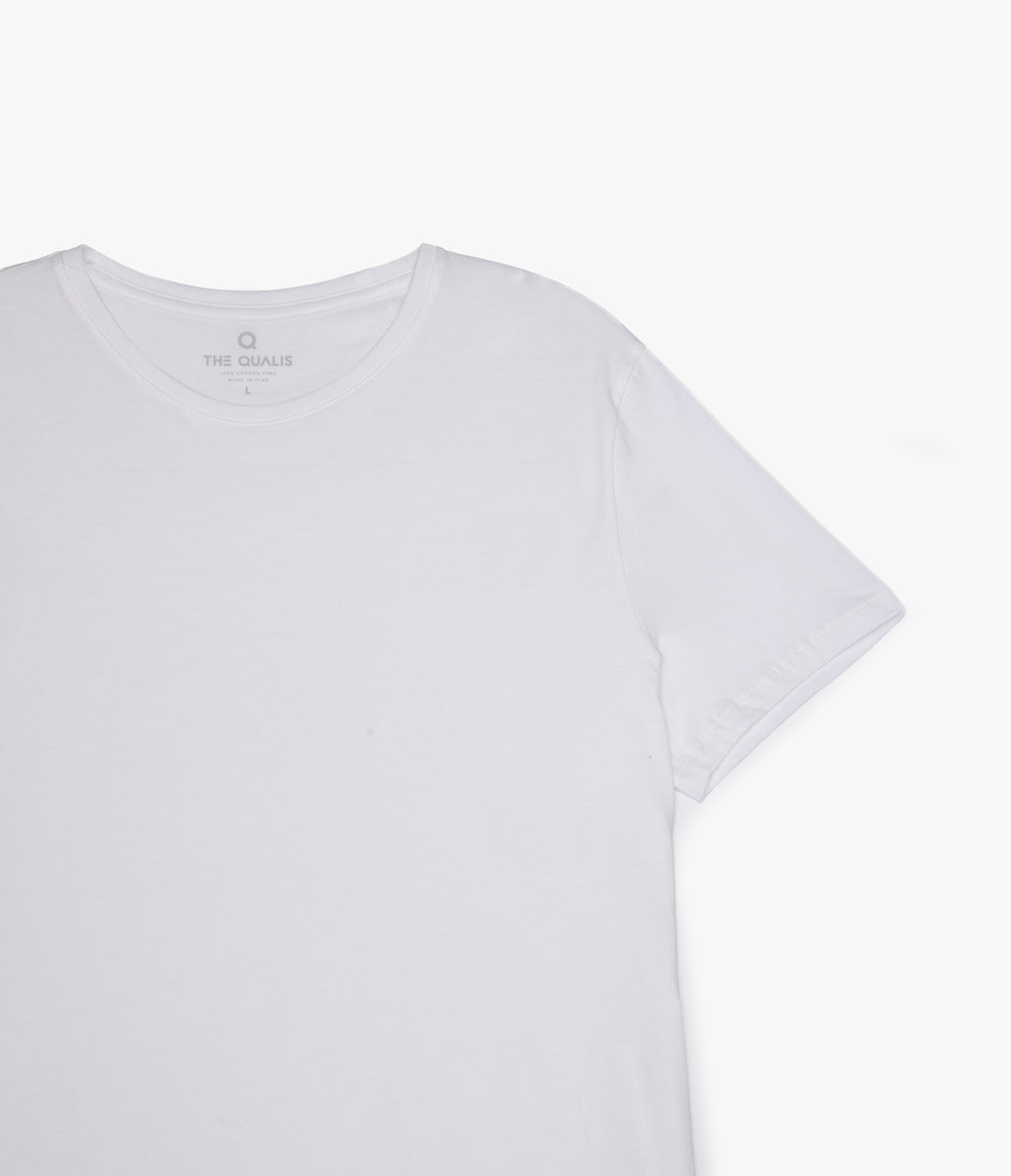 Polera Básica Hombre 100% algodón Pima Blanca