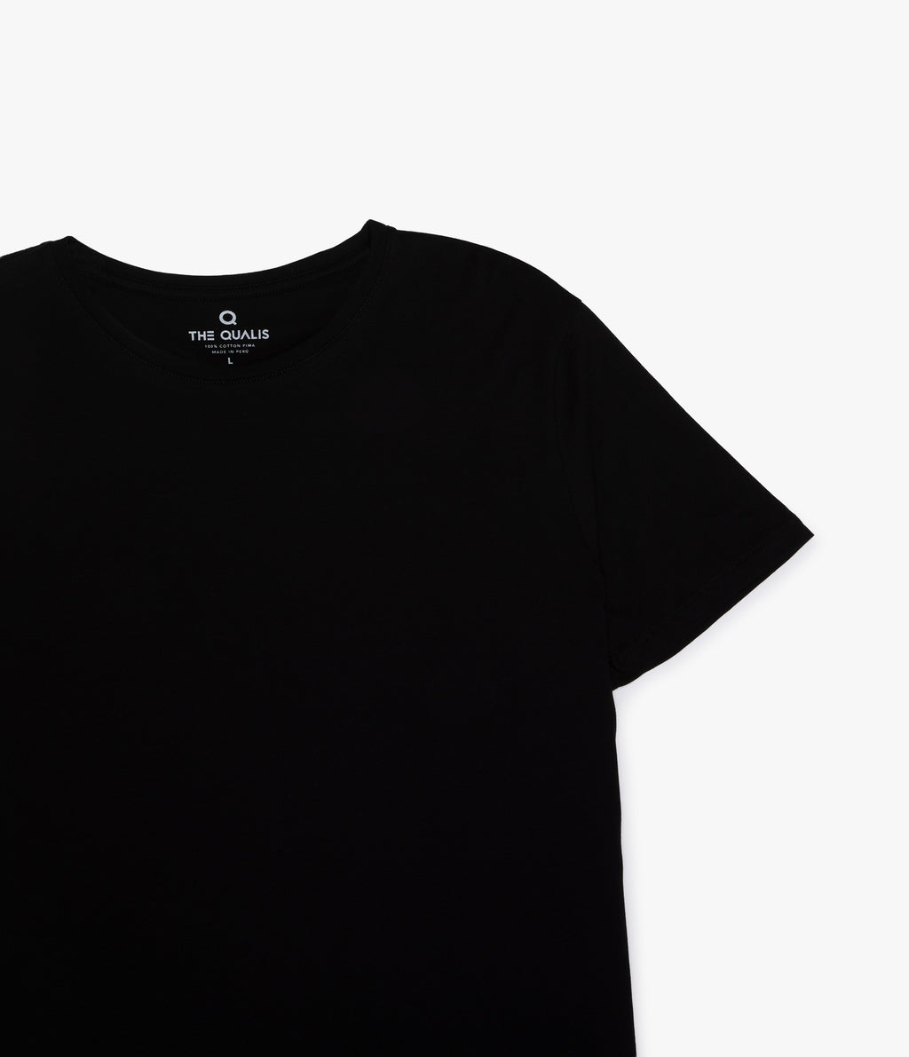 Polera Básica Hombre 100% algodón Pima Negra