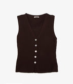 Top Mujer Tejido Botones Café