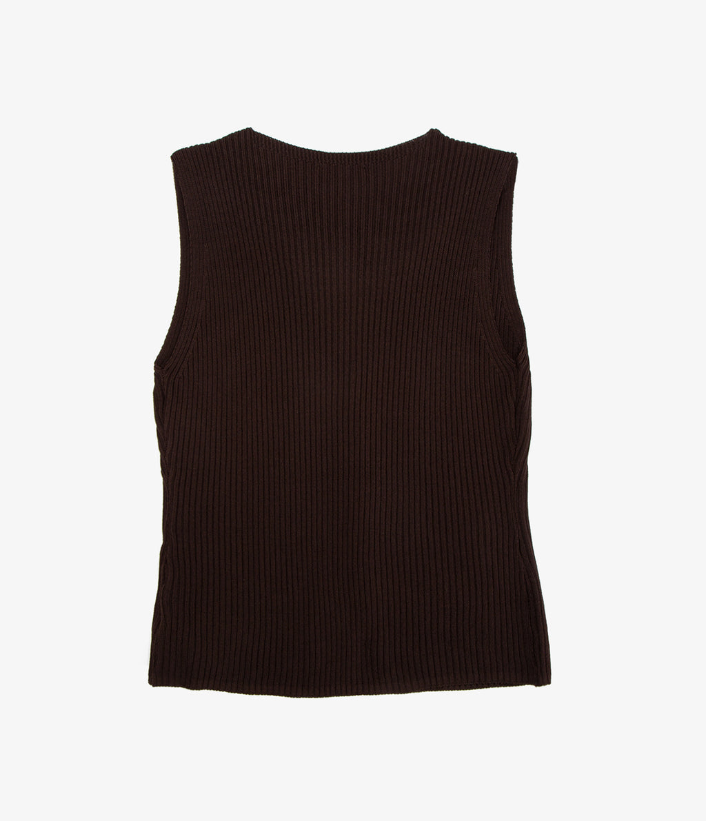 Top Mujer Tejido Botones Café