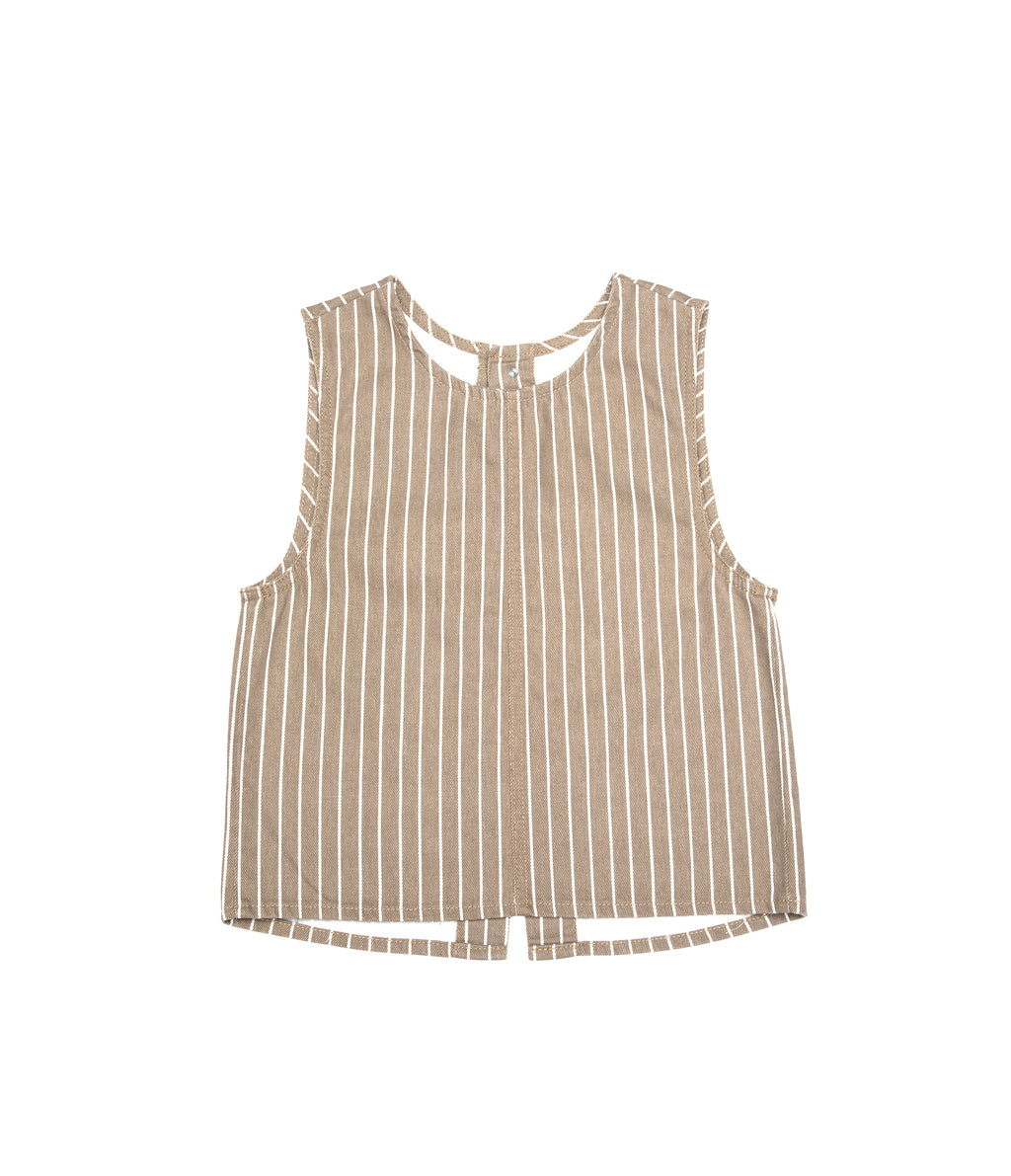 Top Mujer Denim 100% Algodón Rayado Beige