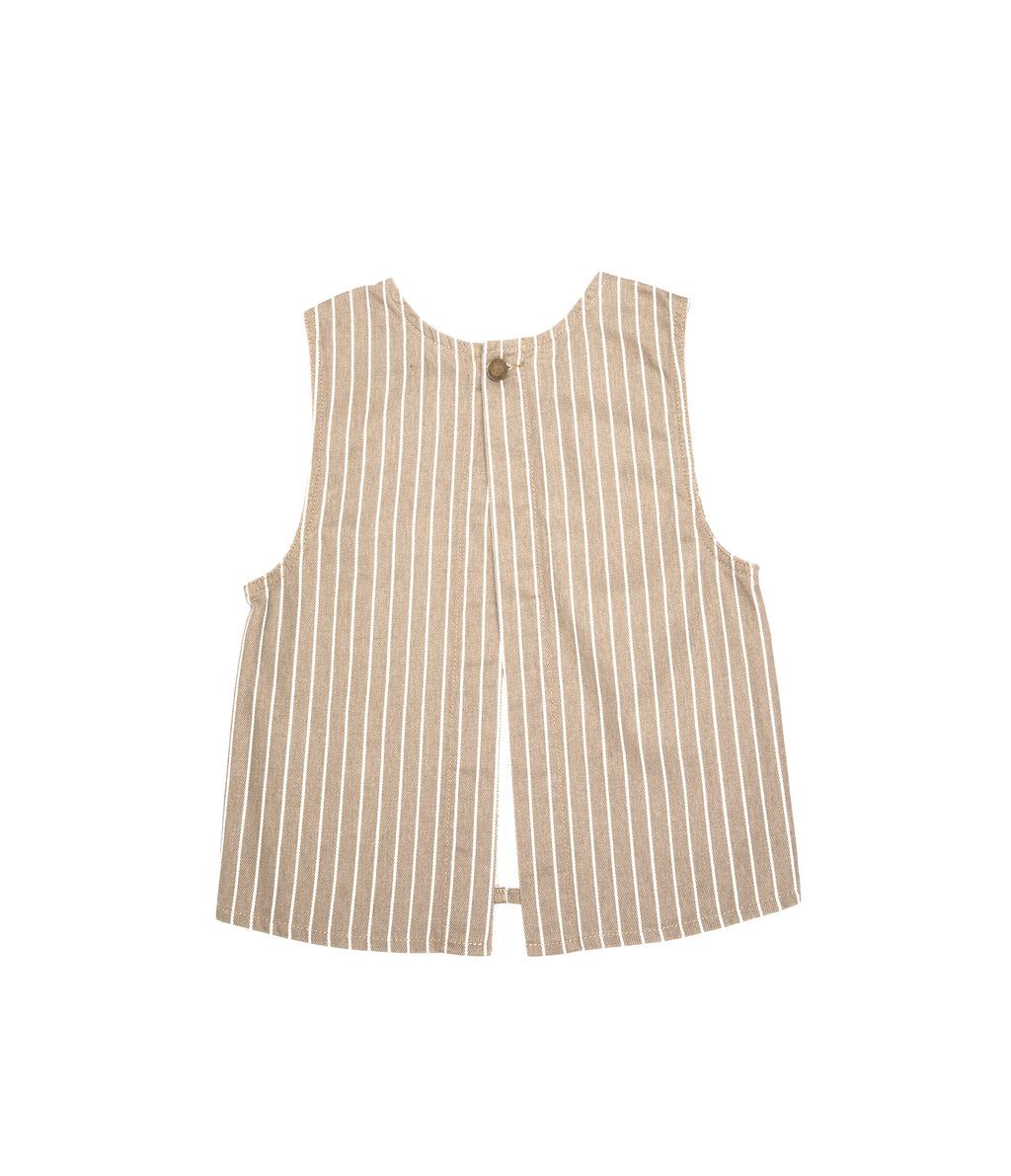 Top Mujer Denim 100% Algodón Rayado Beige