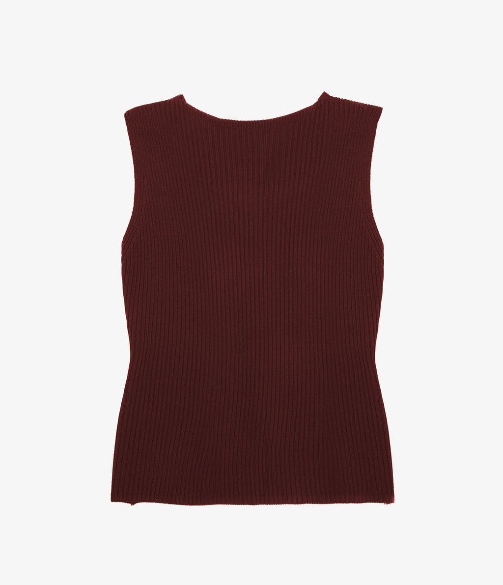 Top Mujer Tejido Botones Burdeo