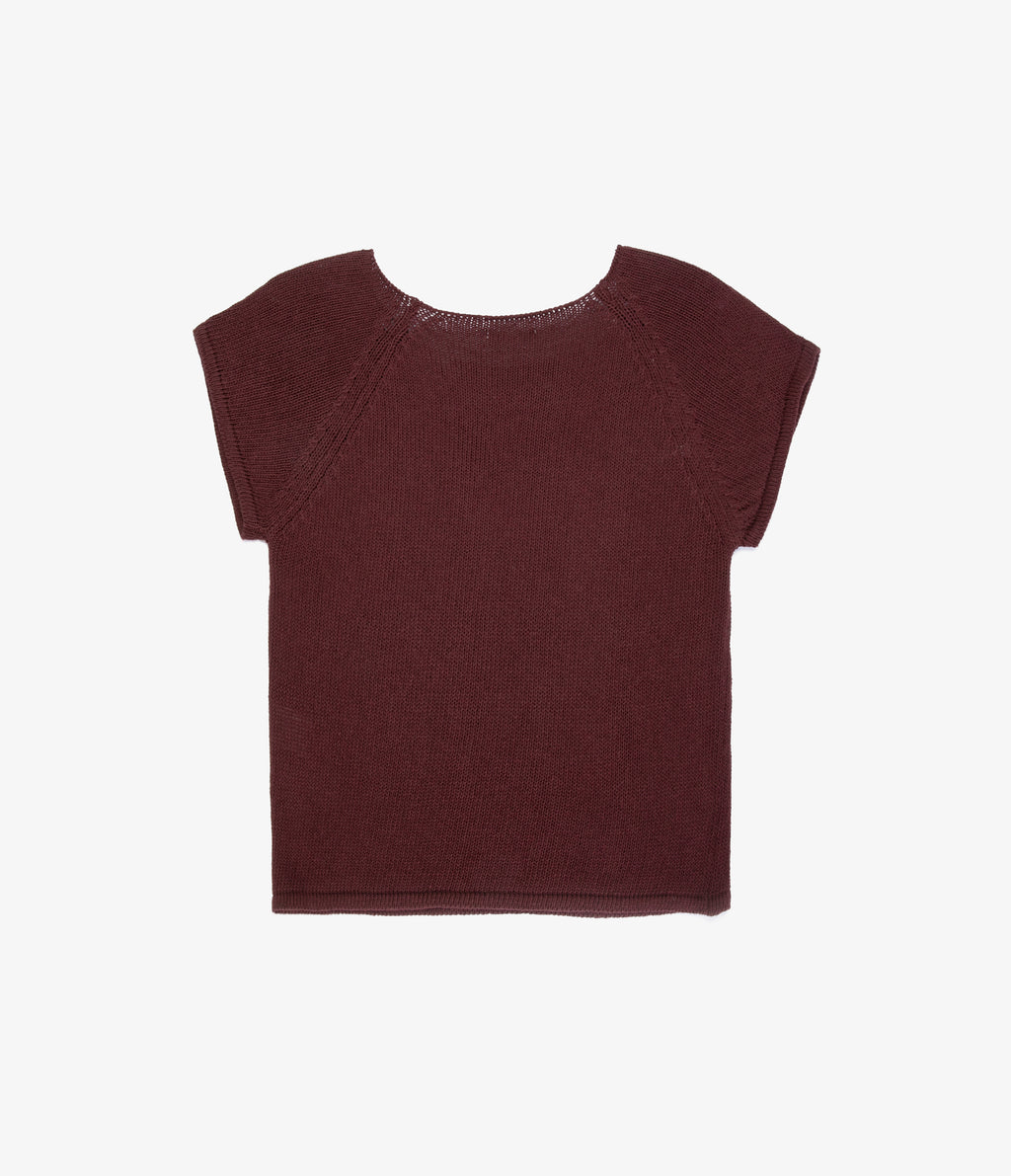 Polera Mujer Tejida Algodón Lia Burdeo