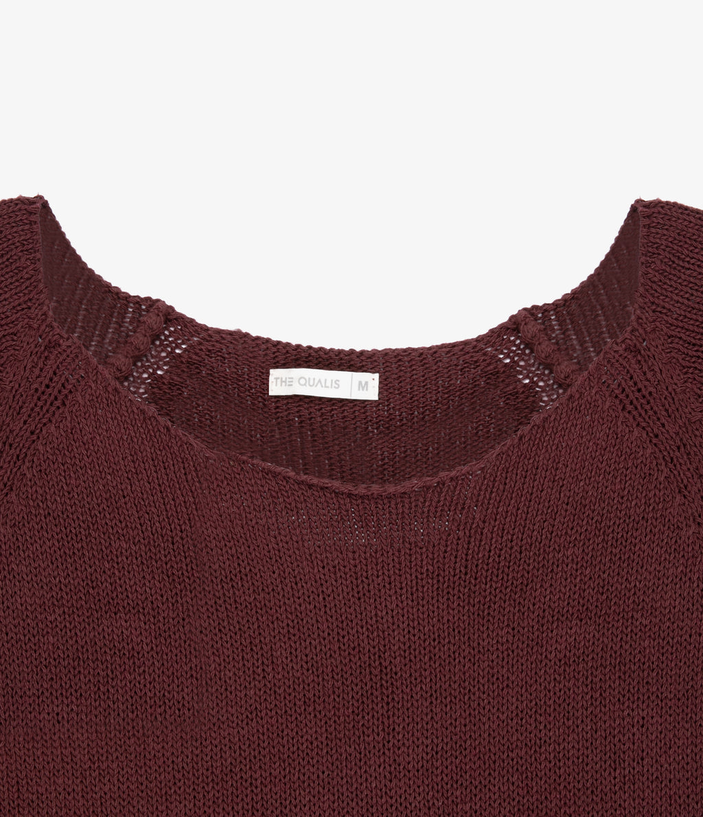 Polera Mujer Tejida Algodón Lia Burdeo
