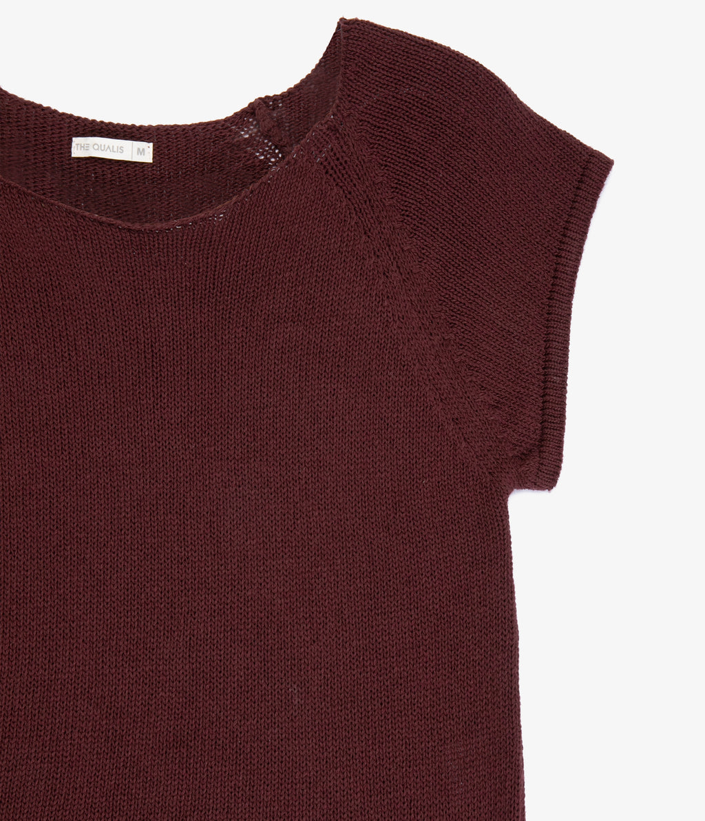 Polera Mujer Tejida Algodón Lia Burdeo