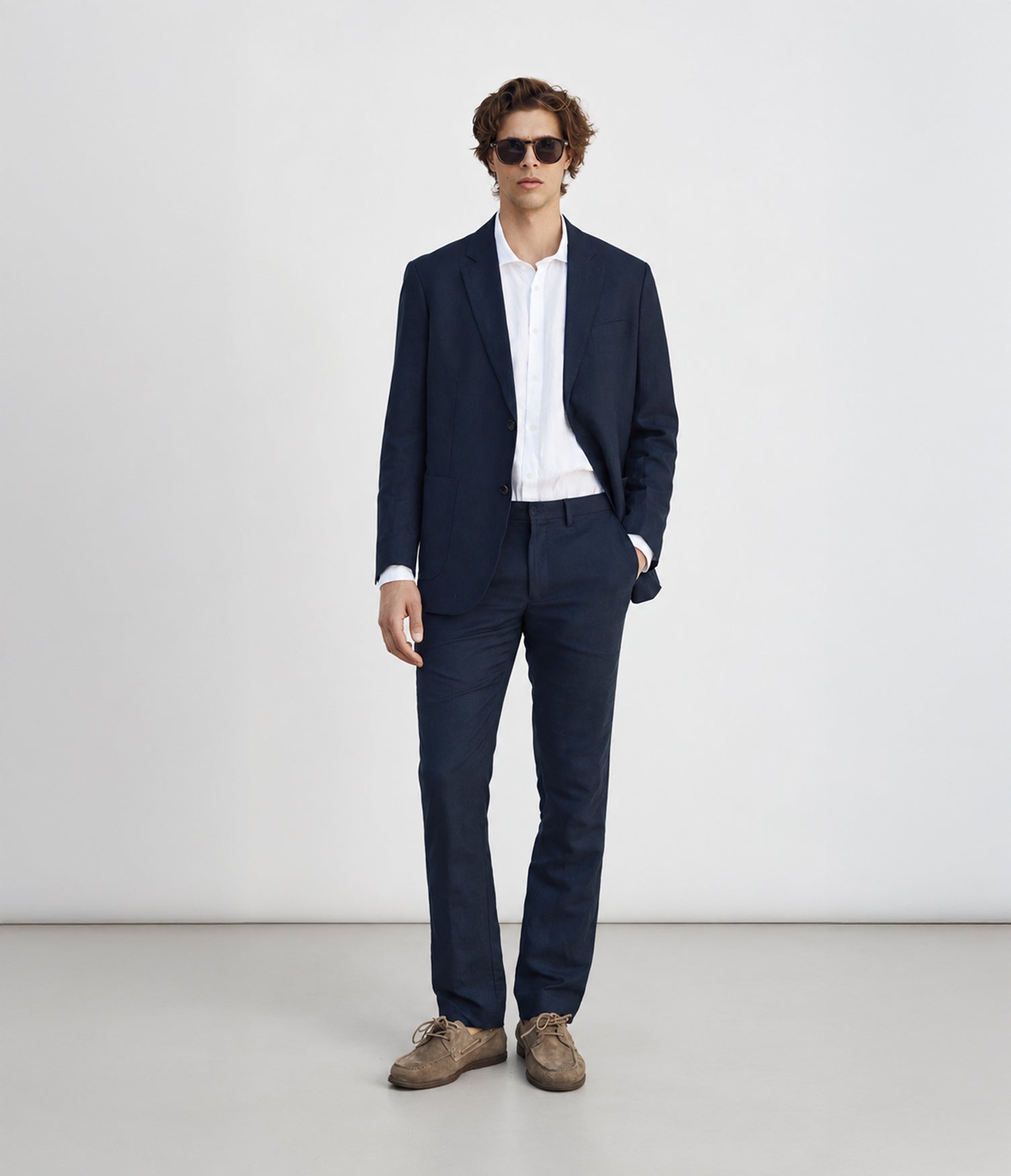 Pantalón Hombre Lino Sam Azul Marino