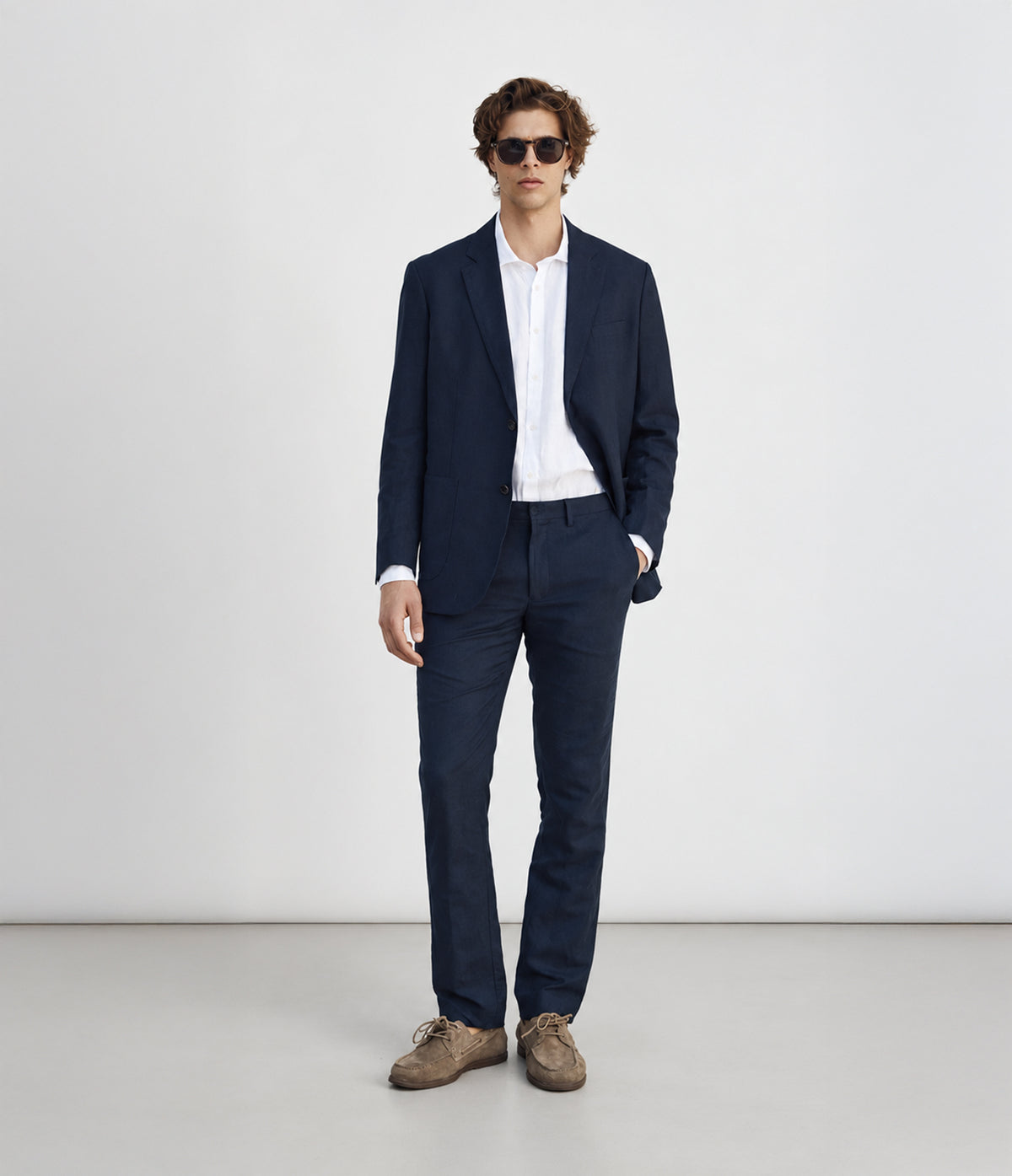Pantalón Hombre Lino Sam Azul Marino