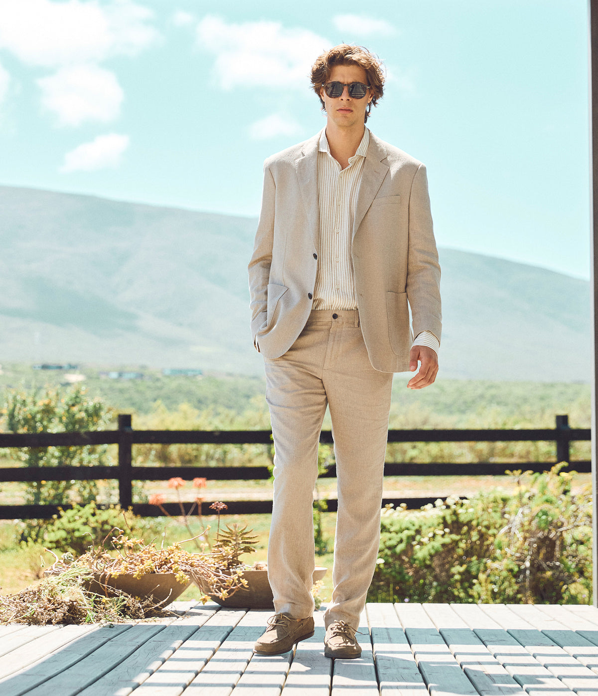 Blazer Hombre Lino Café Sam