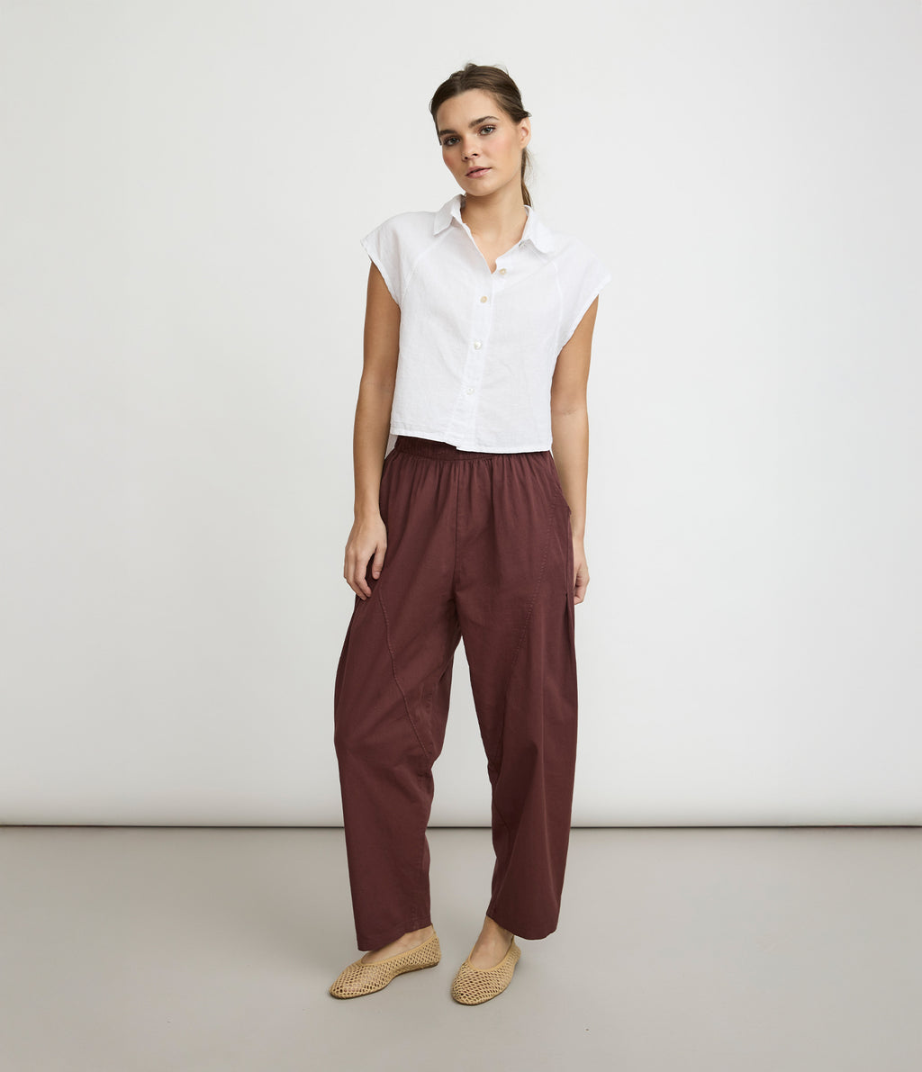 Pantalón Mujer Baggy Algodón Parma Burdeo