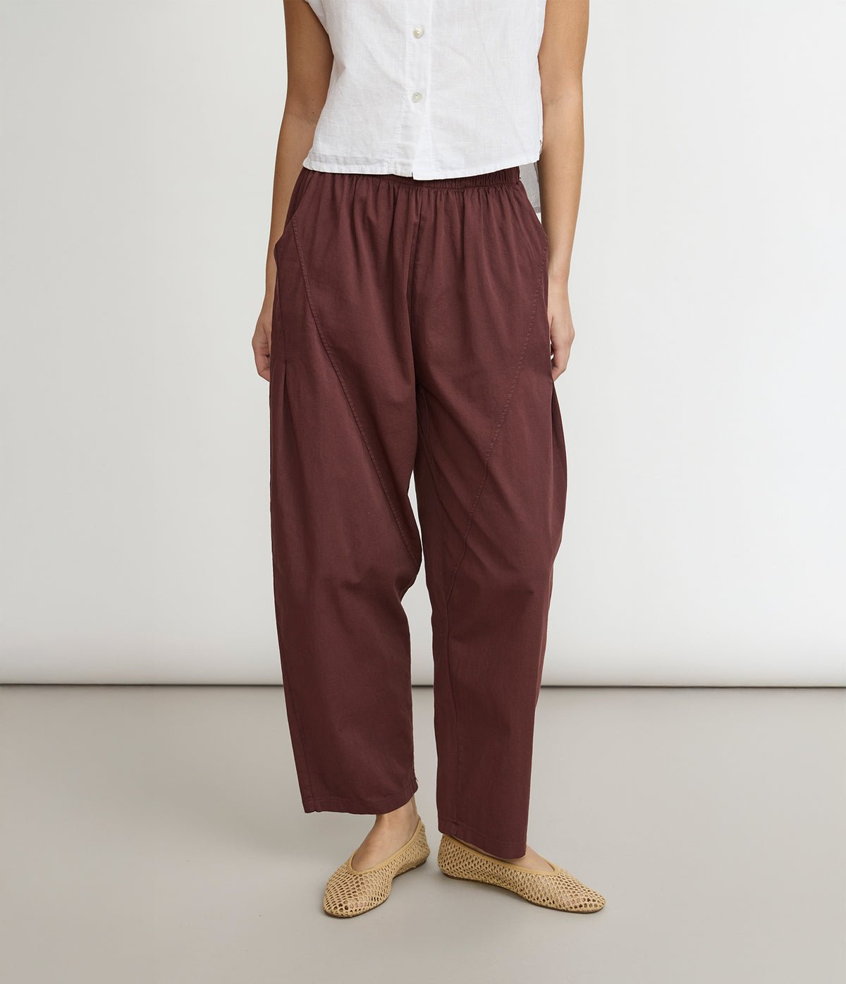 Pantalón Mujer Baggy Algodón Parma Burdeo