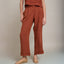 Pantalón Baggy Mujer 100% Lino Firenze Terracota
