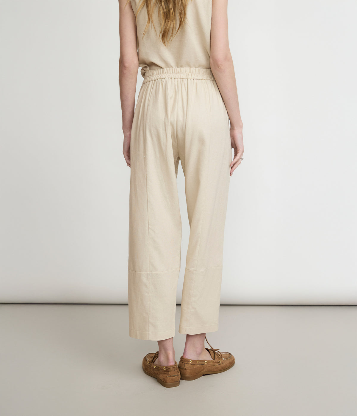 Pantalón Mujer Lino Baggy Beige Verona