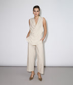 Pantalón Mujer Lino Baggy Beige Verona