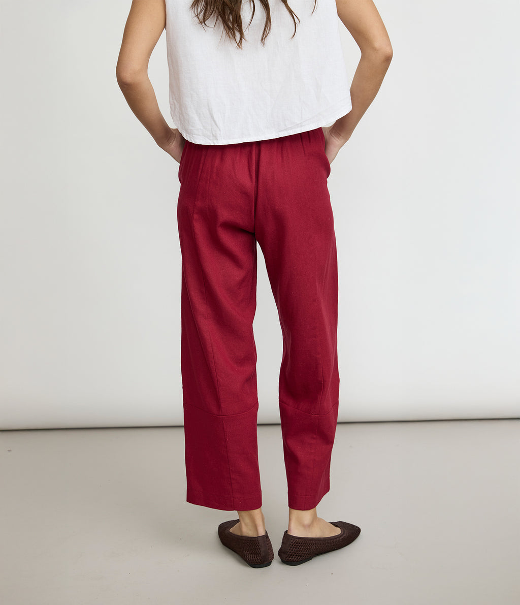 Pantalón Mujer Lino Baggy Burdeo Verona