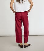 Pantalón Mujer Lino Baggy Burdeo Verona