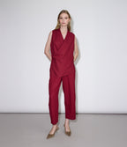 Pantalón Mujer Lino Baggy Burdeo Verona