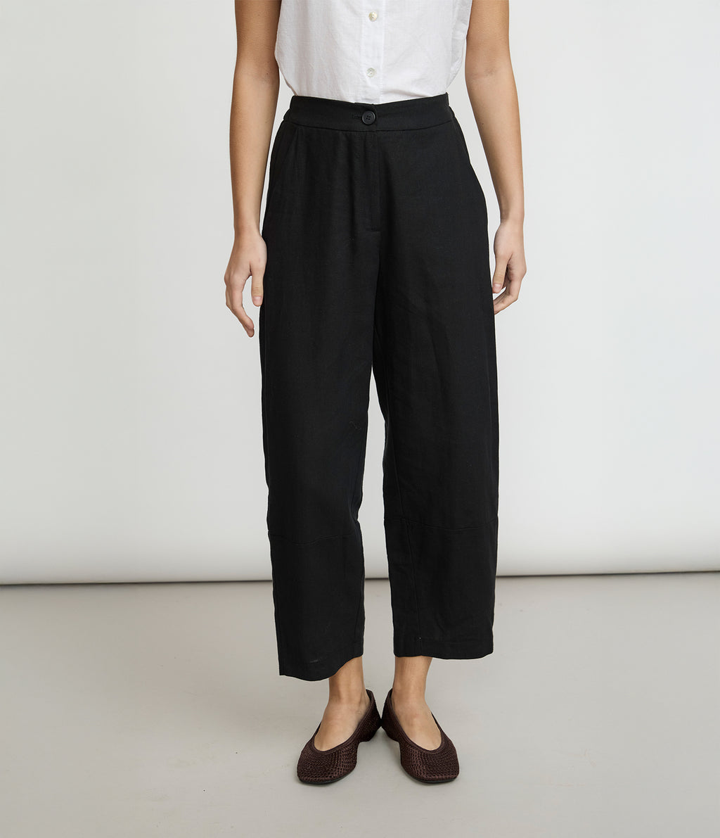Pantalón Mujer Lino Baggy Negro Verona
