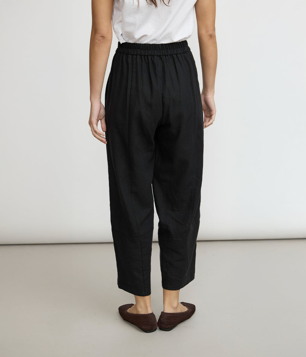 Pantalón Mujer Lino Baggy Negro Verona