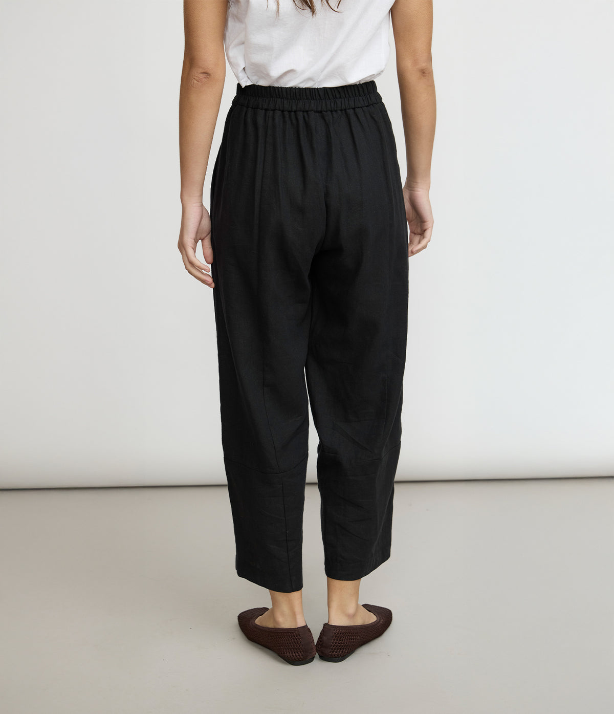 Pantalón Mujer Lino Baggy Negro Verona