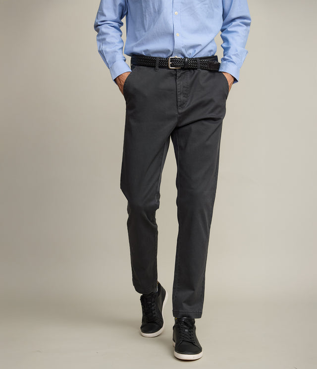 Pantalón Hombre Algodón Lyocell Chino Gris Marengo