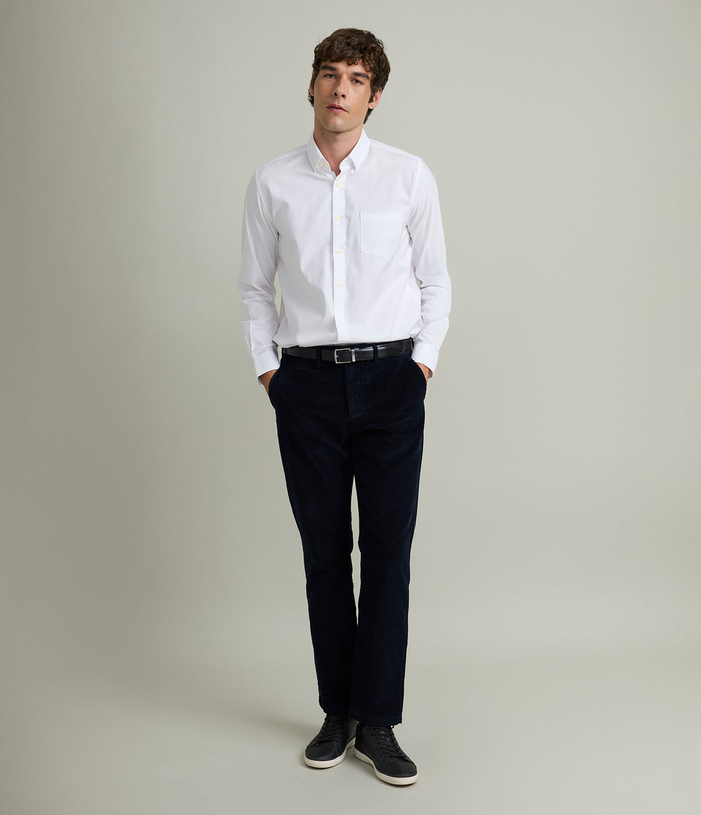 Pantalón Hombre 100% Algodón Cotelé Azul Marino