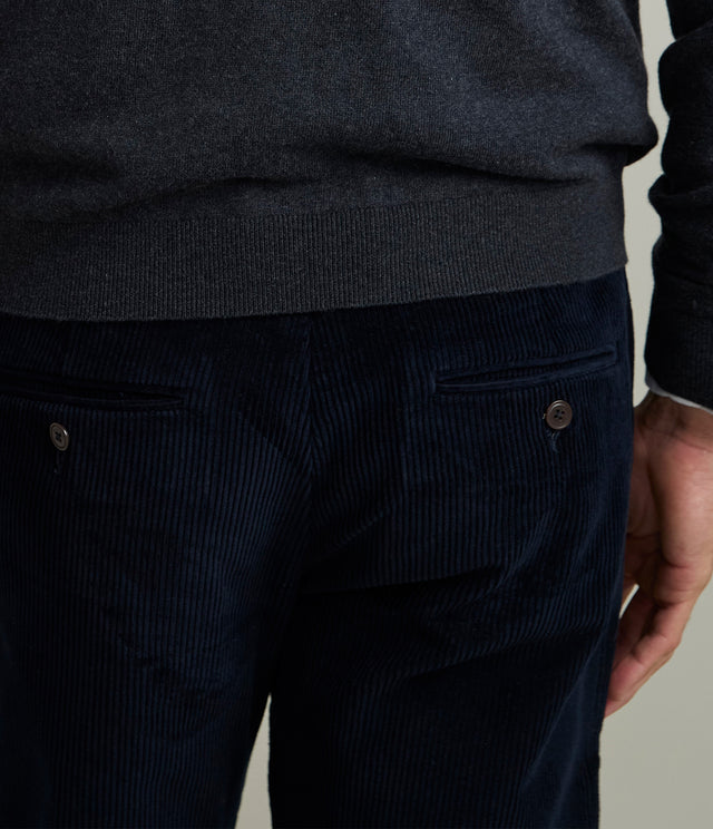 Pantalón Hombre 100% Algodón Cotelé Azul Marino