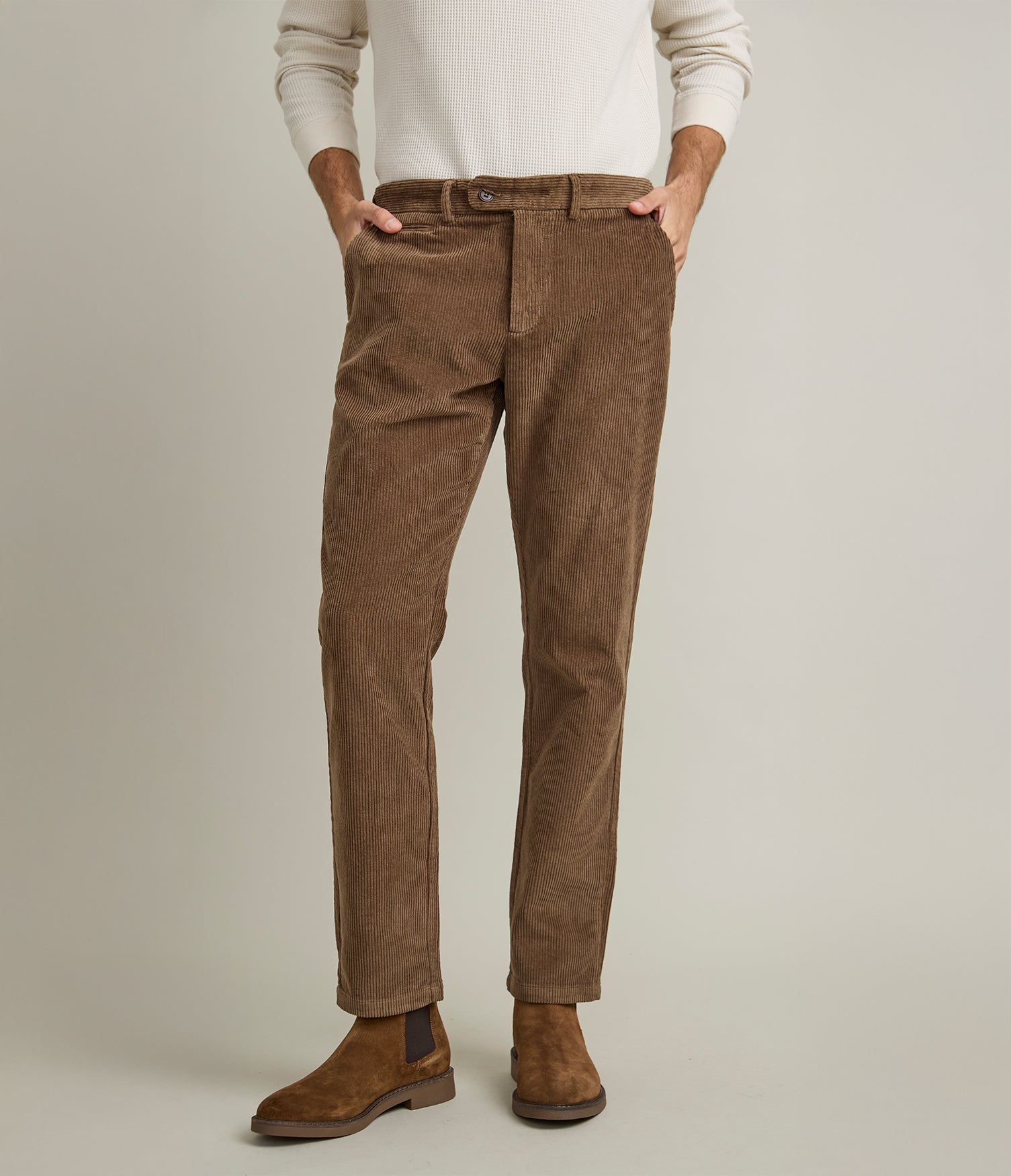 Pantalón Hombre 100% Algodón Cotelé Café