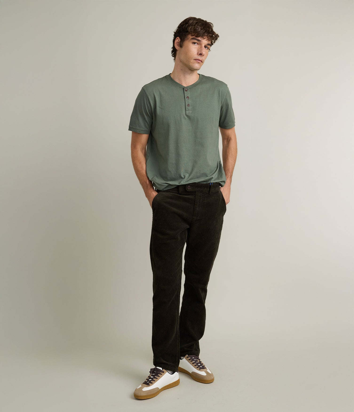 Pantalón Hombre 100% Algodón Cotelé Verde Oscuro