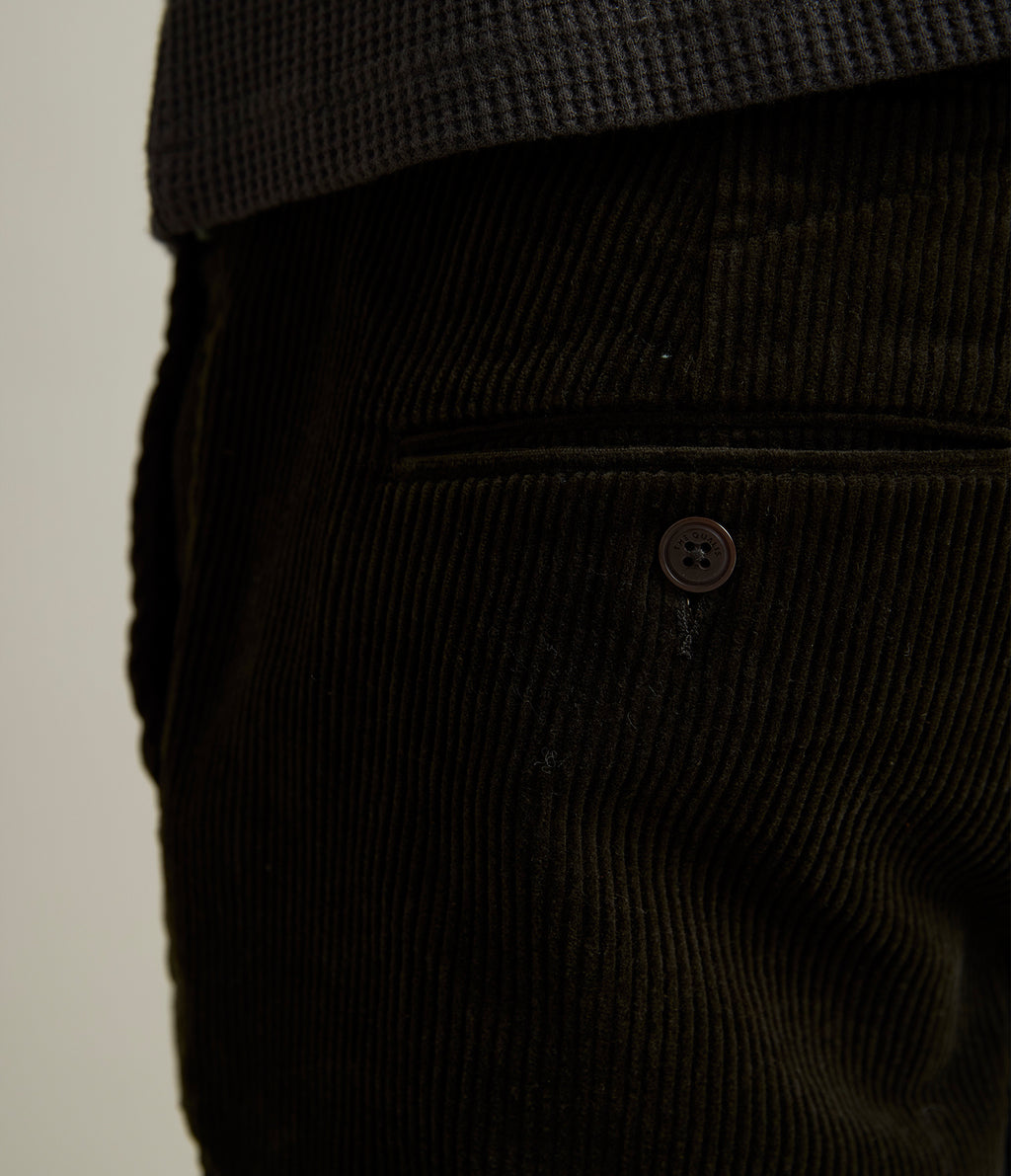 Pantalón Hombre 100% Algodón Cotelé Verde Oscuro