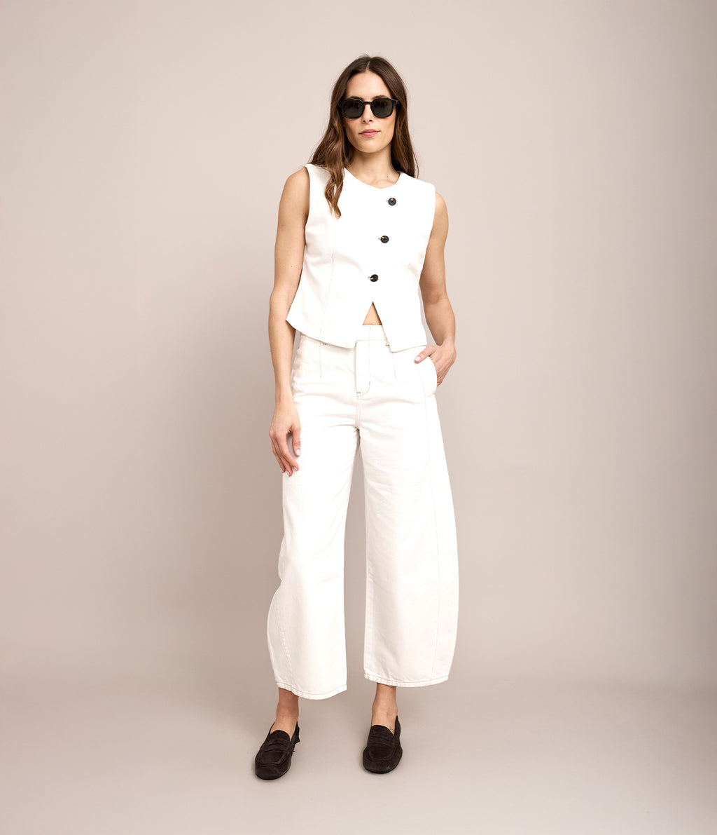 Pantalón Barrel Denim Belle Blanco