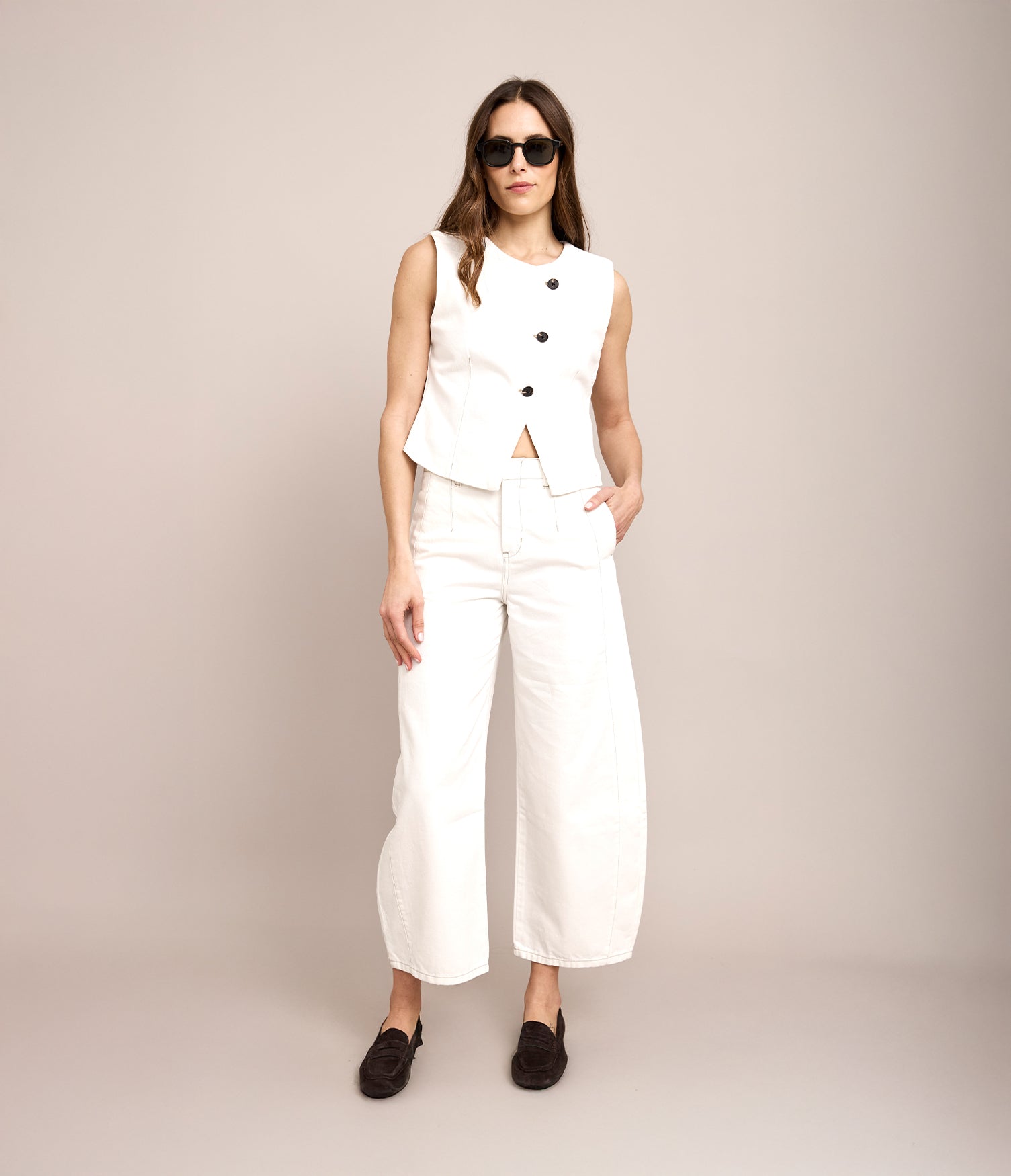 Pantalón Barrel Denim Belle Blanco