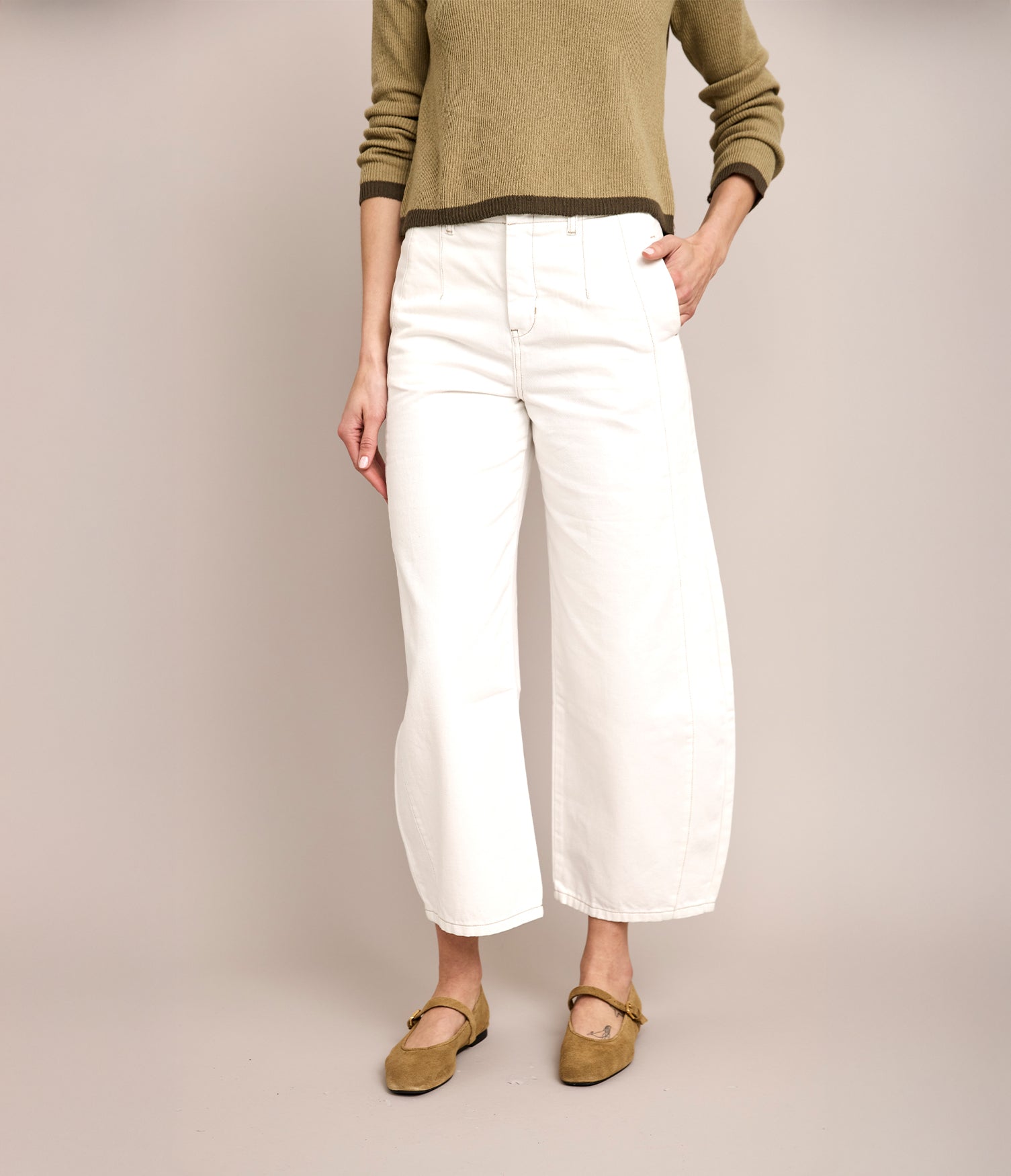 Pantalón Barrel Denim Belle Blanco