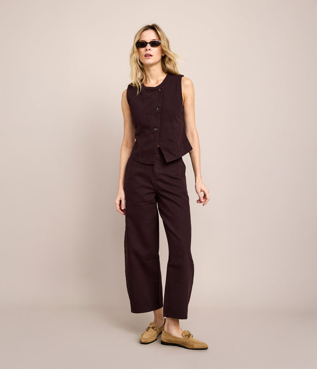 Pantalón Barrel Denim Belle Berenjena