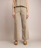 Pantalón Mujer Denim 100% Algodón Rayado Beige