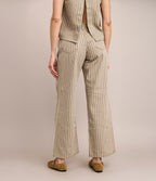 Pantalón Mujer Denim 100% Algodón Rayado Beige