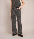 Pantalón Mujer Denim 100% Algodón Rayado Gris Marengo