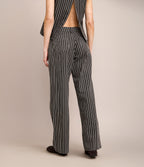 Pantalón Mujer Denim 100% Algodón Rayado Gris Marengo