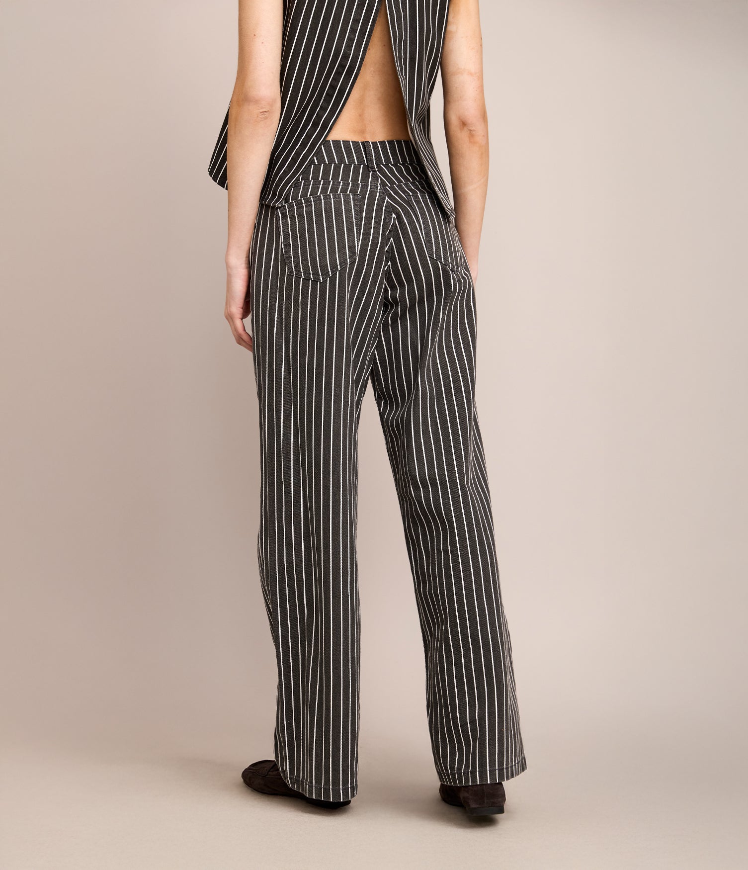 Pantalón Mujer Denim 100% Algodón Rayado Gris Marengo