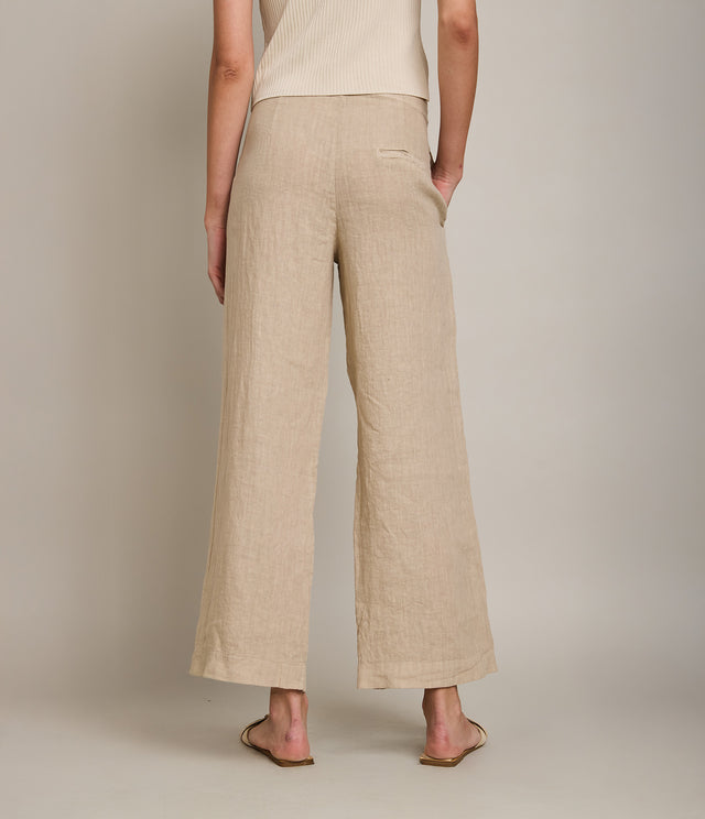 Pantalón Mujer 100% Lino Firenze Beige