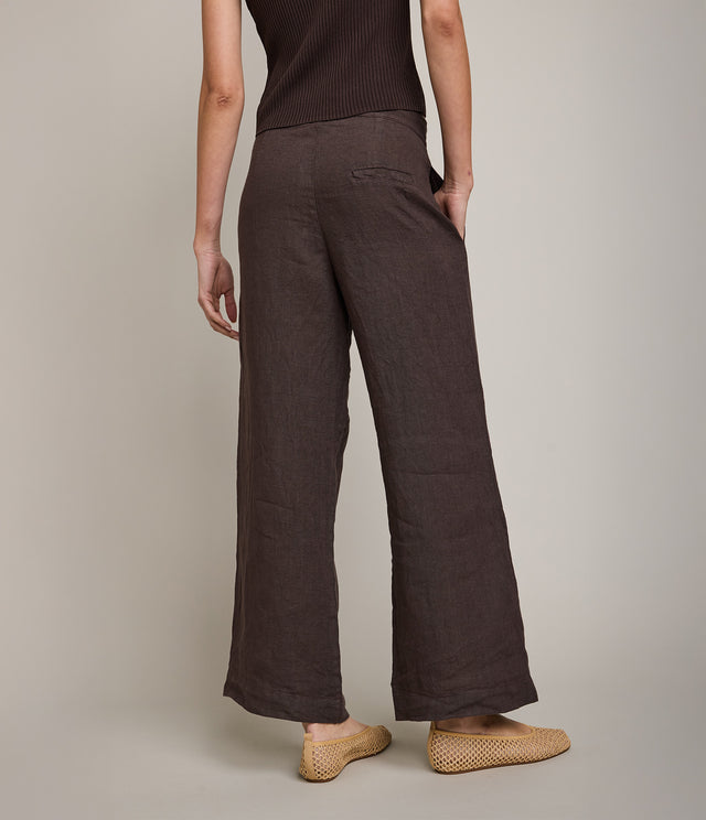 Pantalón Mujer 100% Lino Firenze Cafe Chocolate