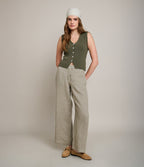 Pantalón Mujer 100% Lino Firenze Verde
