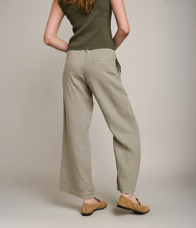 Pantalón Mujer 100% Lino Firenze Verde