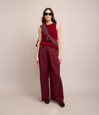 Pantalón Mujer Sastrero Lyocell Lino Alana Burdeo
