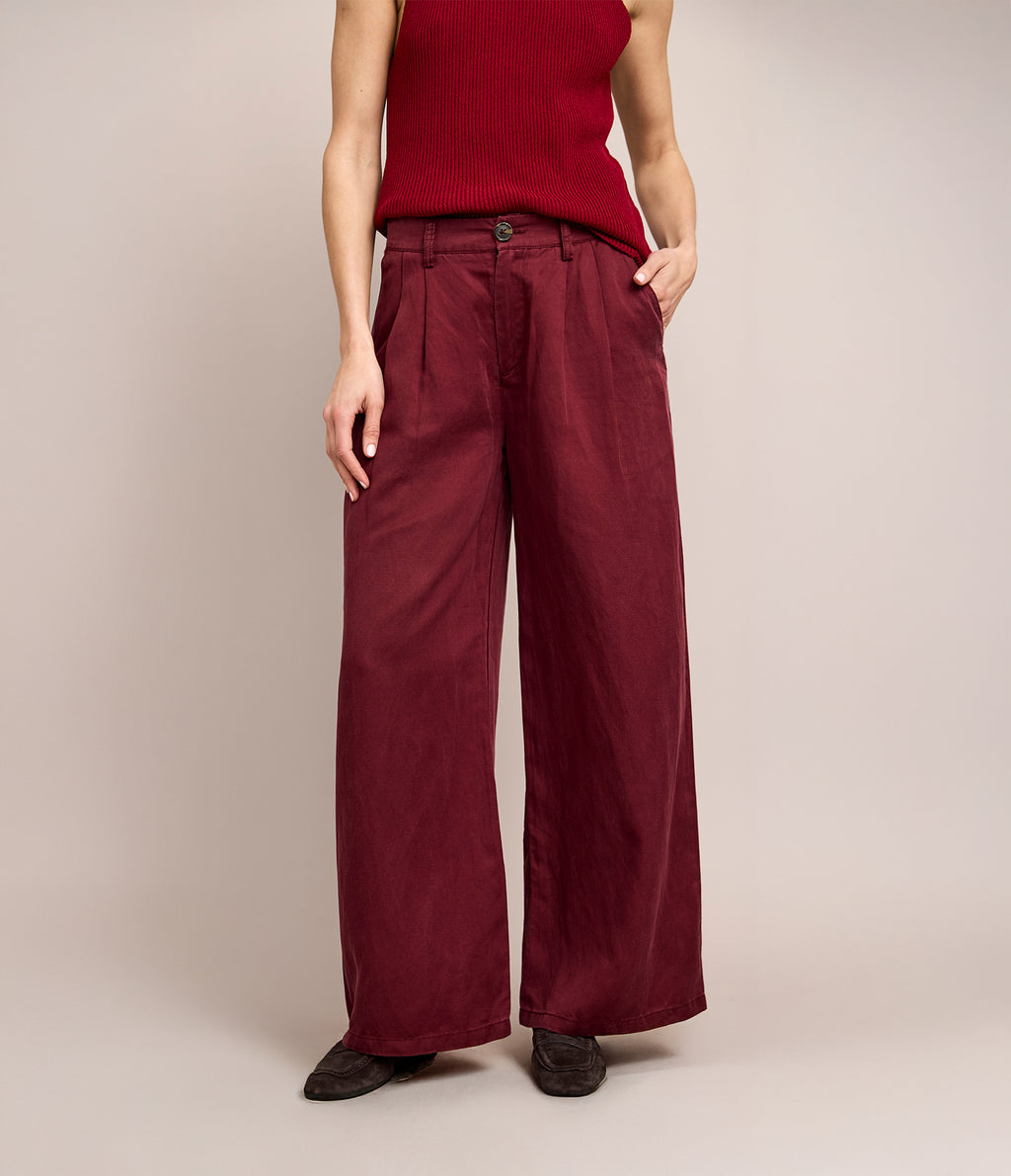 Pantalón Mujer Sastrero Lyocell Lino Alana Burdeo