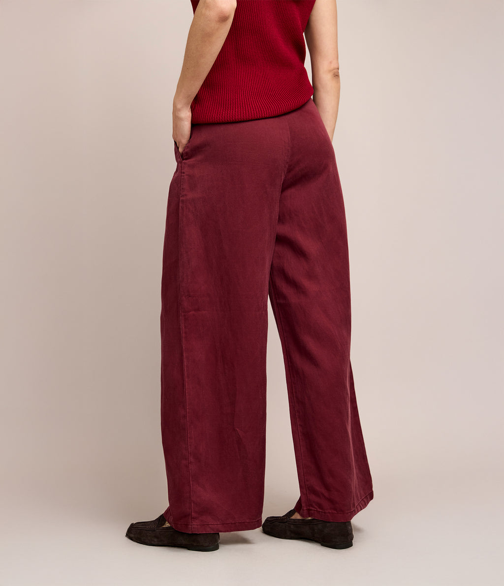 Pantalón Mujer Sastrero Lyocell Lino Alana Burdeo