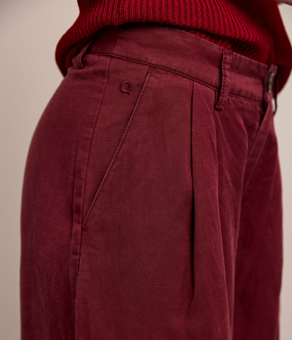 Pantalón Mujer Sastrero Lyocell Lino Alana Burdeo
