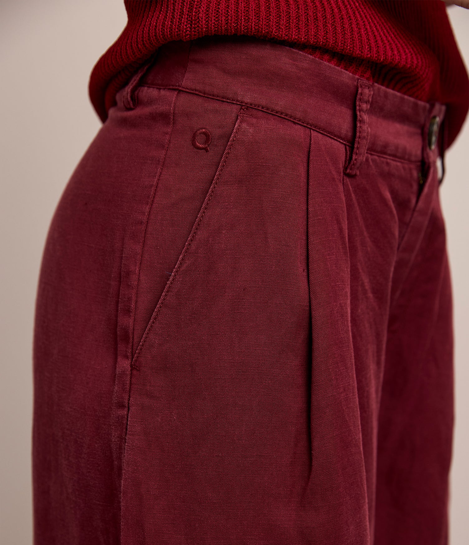 Pantalón Mujer Sastrero Lyocell Lino Alana Burdeo