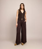 Pantalón Mujer Sastrero Lyocell Lino Alana Café Chocolate