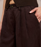 Pantalón Mujer Sastrero Lyocell Lino Alana Café Chocolate
